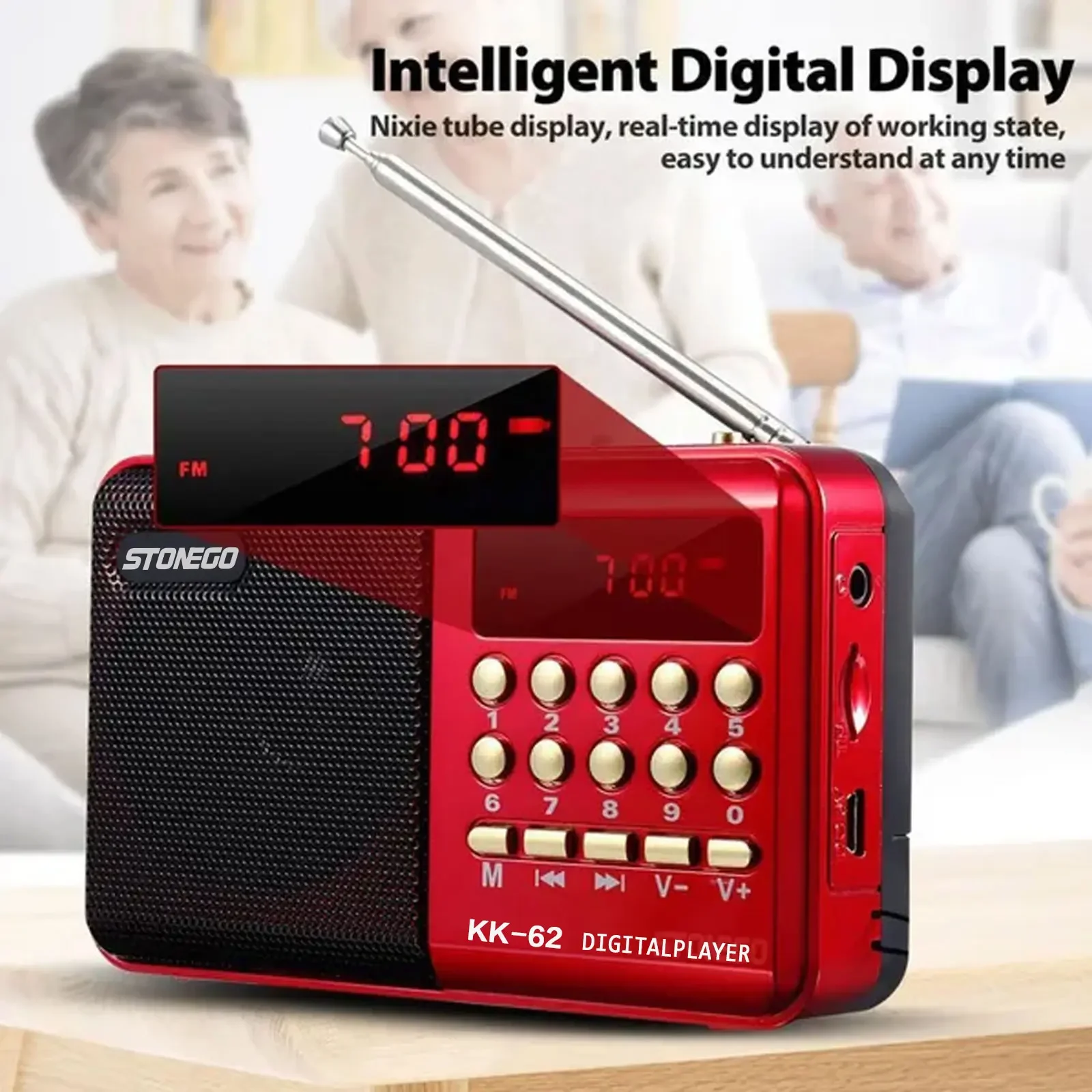 

STONEGO 2 size Mini Portable Radio Handheld Rechargeable Digital FM USB TF MP3 Player Stonego Speaker Devices Supplies