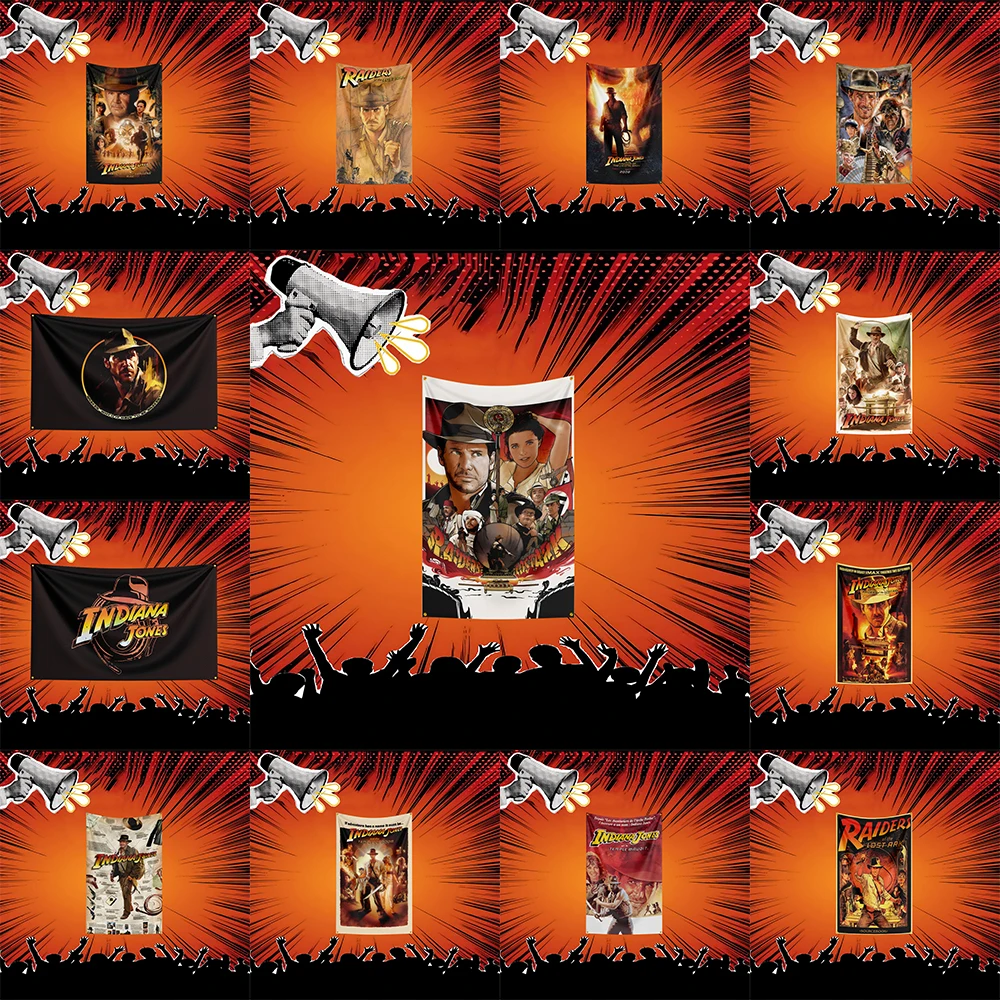 Indiana Jones Inspired Movie Flag 3x5 FT Polyester Banner For Bedroom Wall Decor Film Fan Gift