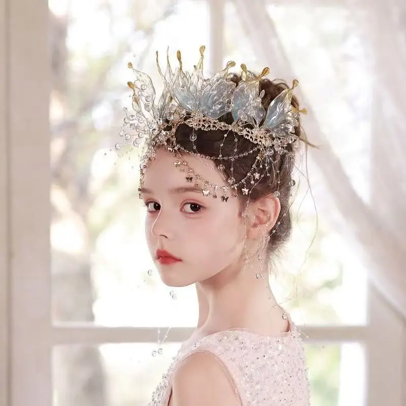 Handmade Mermaid Hanfu Hair Accessories Ear Set Fairy Ancient Style Elf Princess Hairband Jewelries