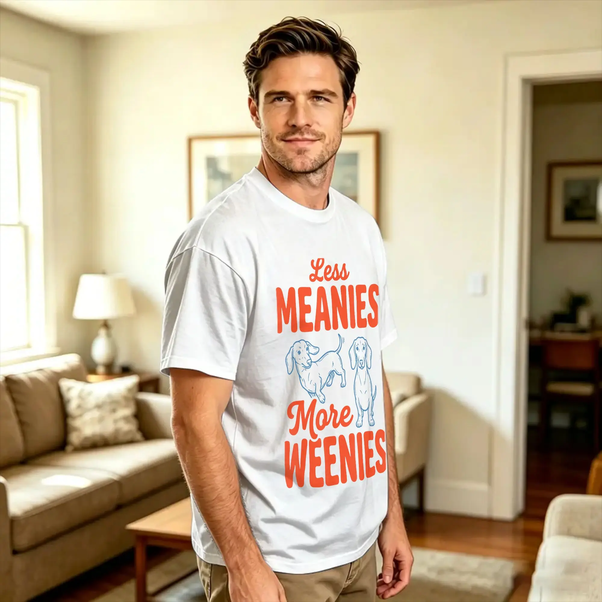 Less Meanies More Weenies T Shirt  Trendy Cool T-Shirts Short Sleeve Vintage Tops Summer 100% Cotton Oversized Tees