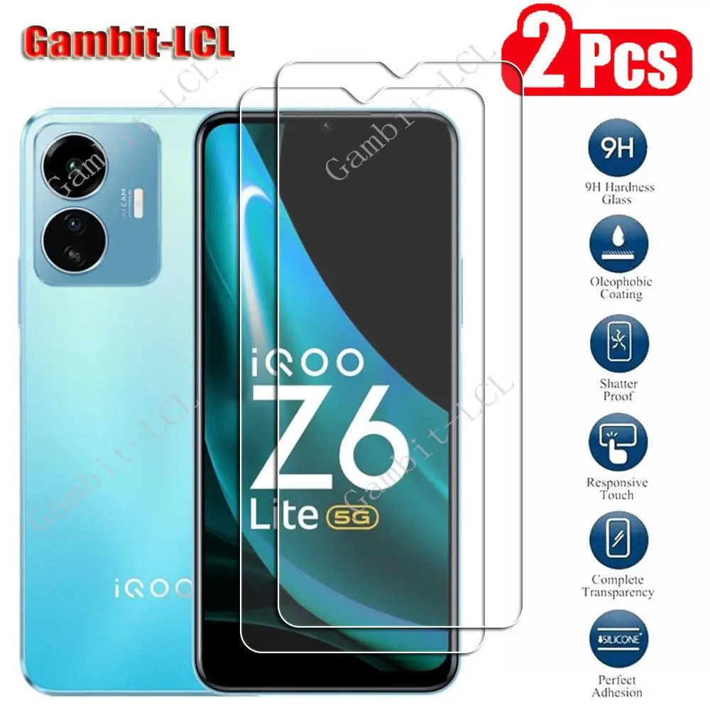 2PCS Original Tempered Glass For Vivo iQOO Z6 Lite 5G 6.58 iQOOZ6 Z6Lite iQOOZ6Lite Screen Protective Phone Protector Cover Film