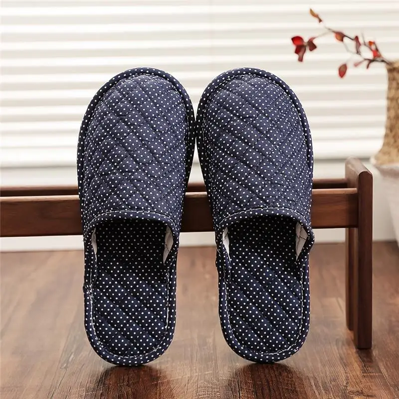 Couple's Four Seasons Home Indoor Silent and Mute Pure Cotton Fabric Sole Soft Sole Non Harmful Solid Wood Floor Slippers image 4
