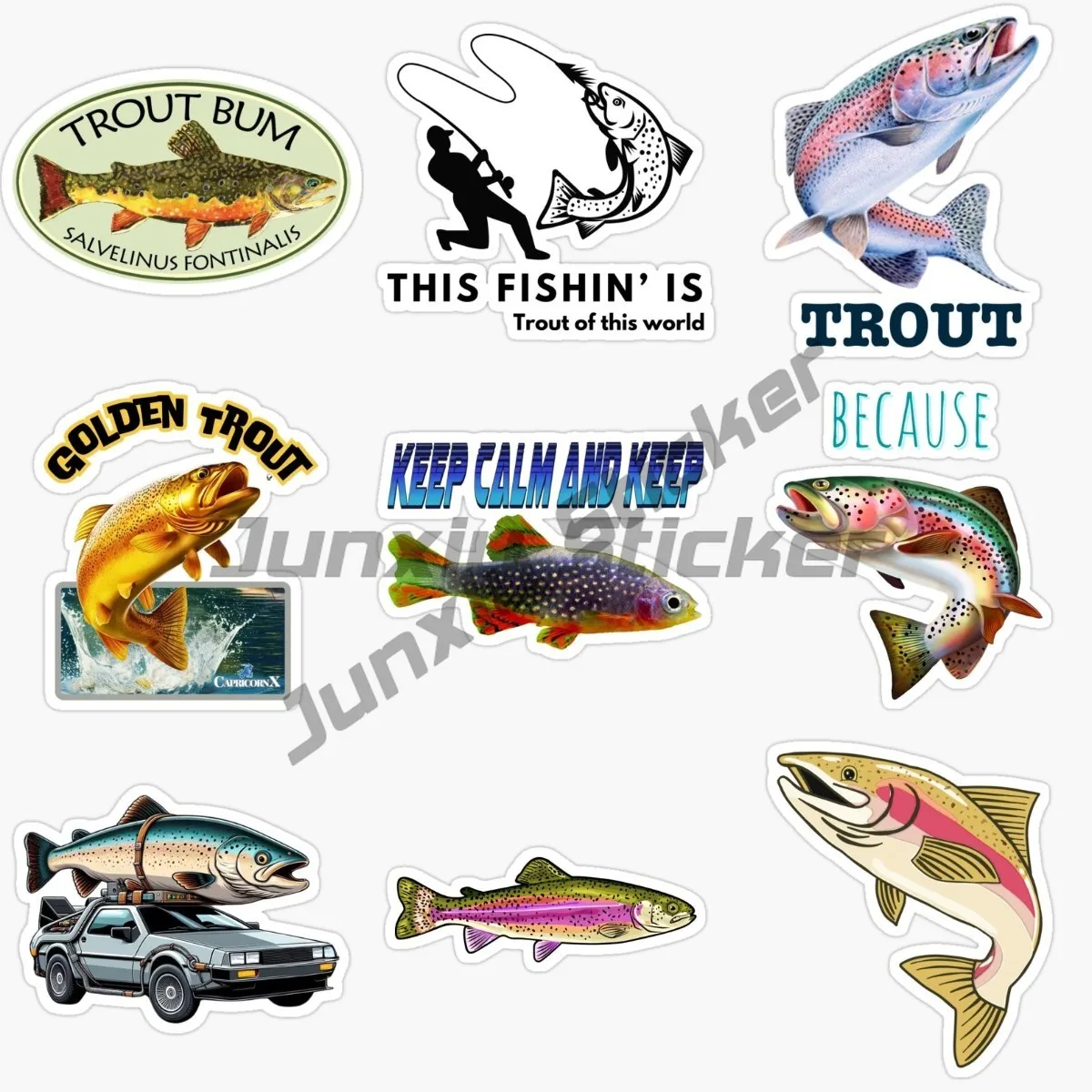 Colorful Creative Trout Car Stickers Waterproof Vinyl Self-adhesive Decorative Stickers Toolbox Travel Box Refrigerator Stickers