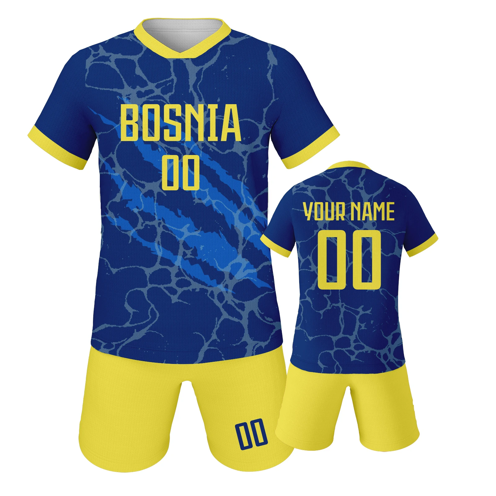 Custom Bosnia Soccer Set Kids Personalized Football Set with Name & Number, Boys Girls National Team Training Uniform 3-14Y