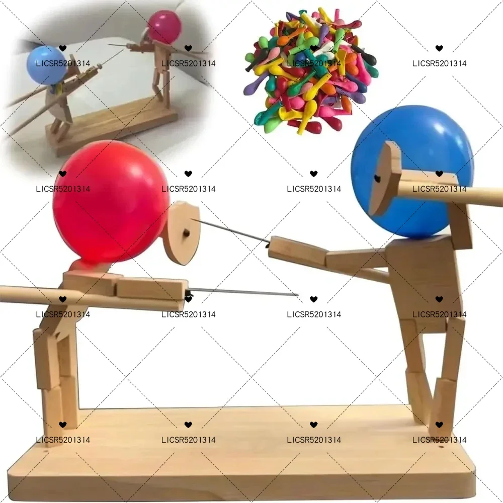 Creative Bamboo Battle Balloon Game Wooden Fencing Puppets for Thrilling Balloon Fight Fun Innovative Poke Balloon Toy