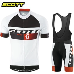 SCOTT Pro Cycling Jersey Set Summer Short Sleeve Breathable Men's MTB Bike Cycling Clothing Maillot Ropa Ciclismo Uniform Suit