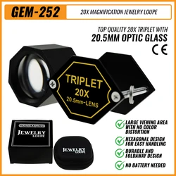 Loupe 20X Pocket Loupe Magnifier Jewelry Magnifying Glass Foldable Diamond Lupa Jewelers Eye Glass Reading Magnifier Gem Tools