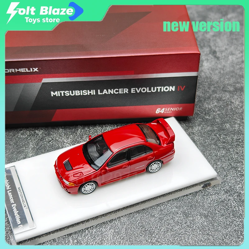 

MOTORHELIX 1/64 Mitsubishi Lancer EVO IV (4-го поколения) 2022, литая под давлением модель автомобиля, имитация дисплея, модель автомобиля из сплава, подарок для мальчика