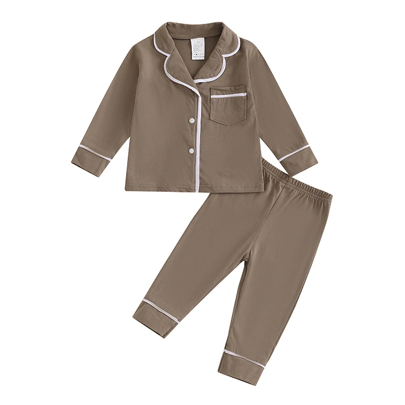 Toddler Girls Boys Fall Pajamas Set Patchwork Long Sleeve Shirts Tops Long Pants 2 Pieces Lounge Suit Sleepwear