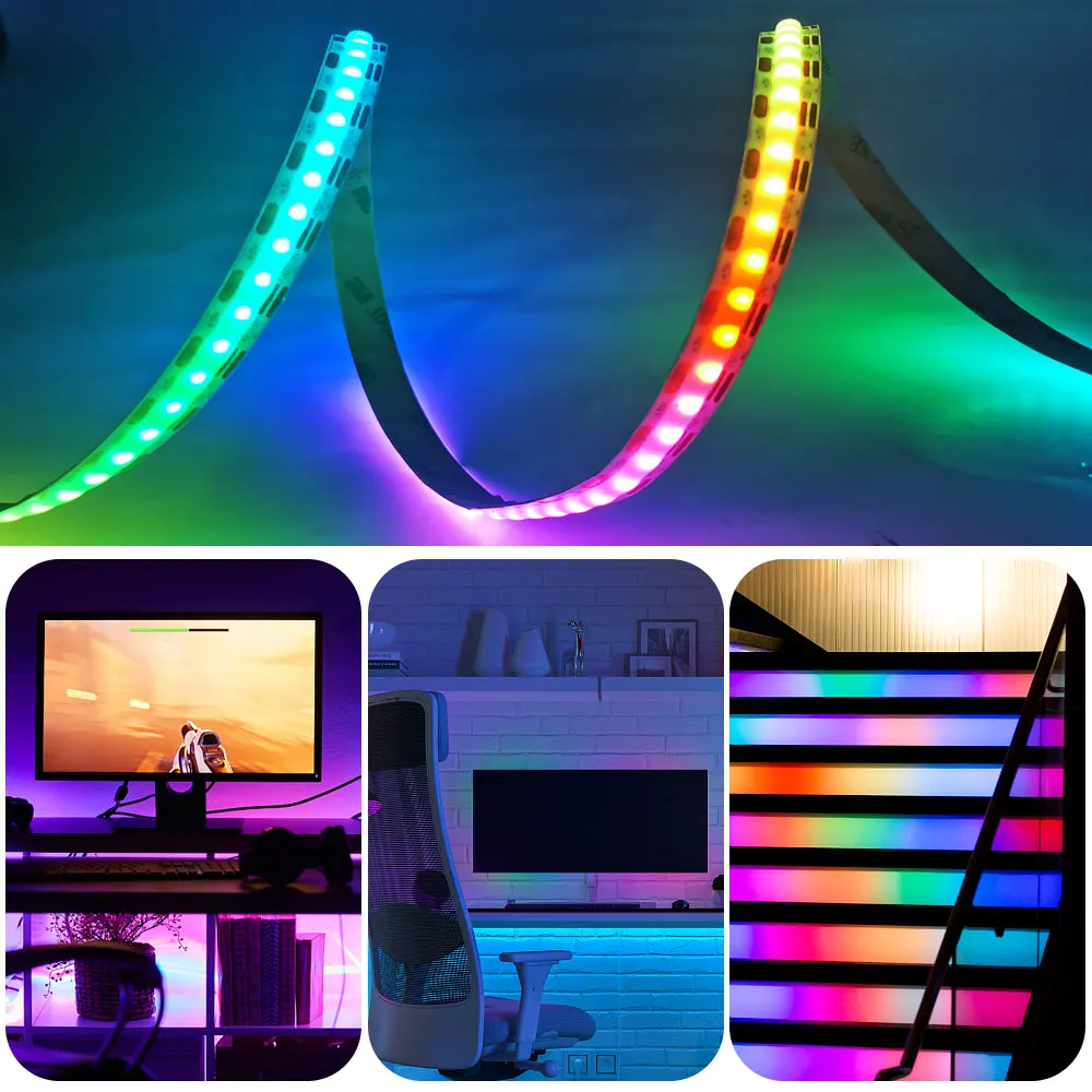 2.7mm 5mm 10mm WS2812 COB Led Strip Light Individually Addressable 160Led/M High Density Flexible Pixel RGBIC SMD Luces DC5V 12V