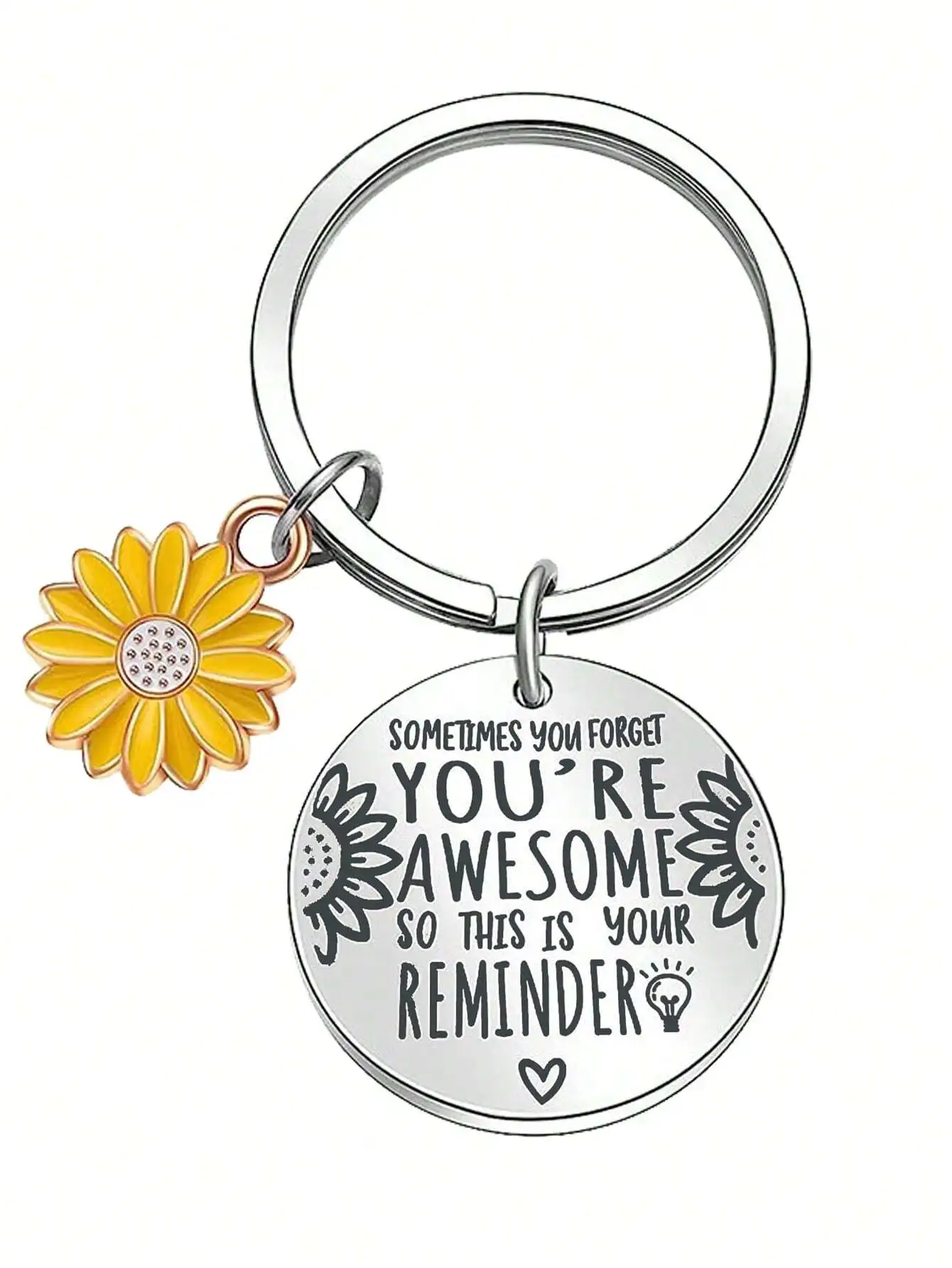 1pc Inspirational Women's Girls' Sunflower Charm Slogan Sometimes You Forget You Are Awesome This Is Your Remind Carved Pendant 