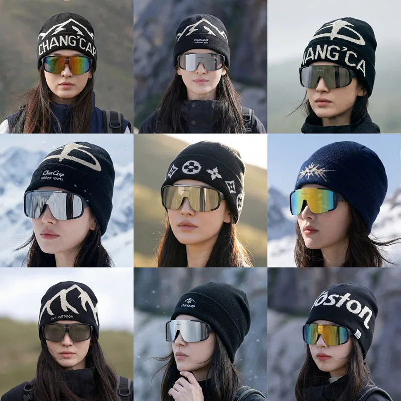 New Model Simple Letter Jacquard Flanged Knitted Caps Men's and Women's Anti Cold Windproof and Warm Fitting Beanie