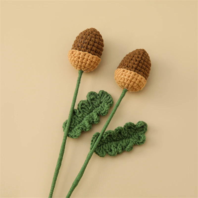 

Artificial Wool Flower Acorn Fruit Flower Branch Finished Coffee Brown Fruit Pine Cone Crocheted Quantity 10 Branches