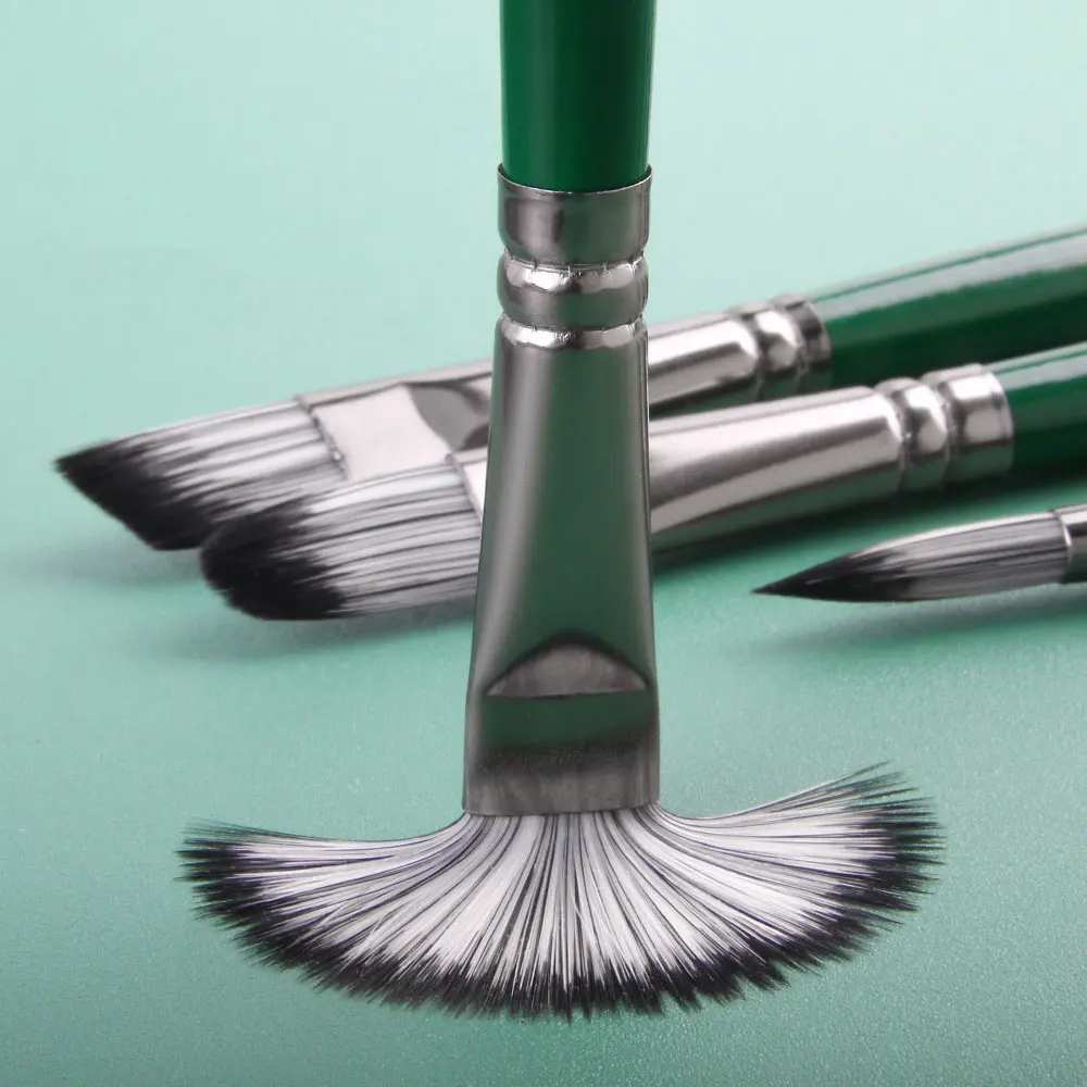 مجموعة فرش طلاء الفنانين الاحترافية من Yutiars - 6/24 قطعة، شعيرات نايلون للألوان المائية والأكريليك والرسم الزيتي والحرف اليدوية وجسم الوجه #4