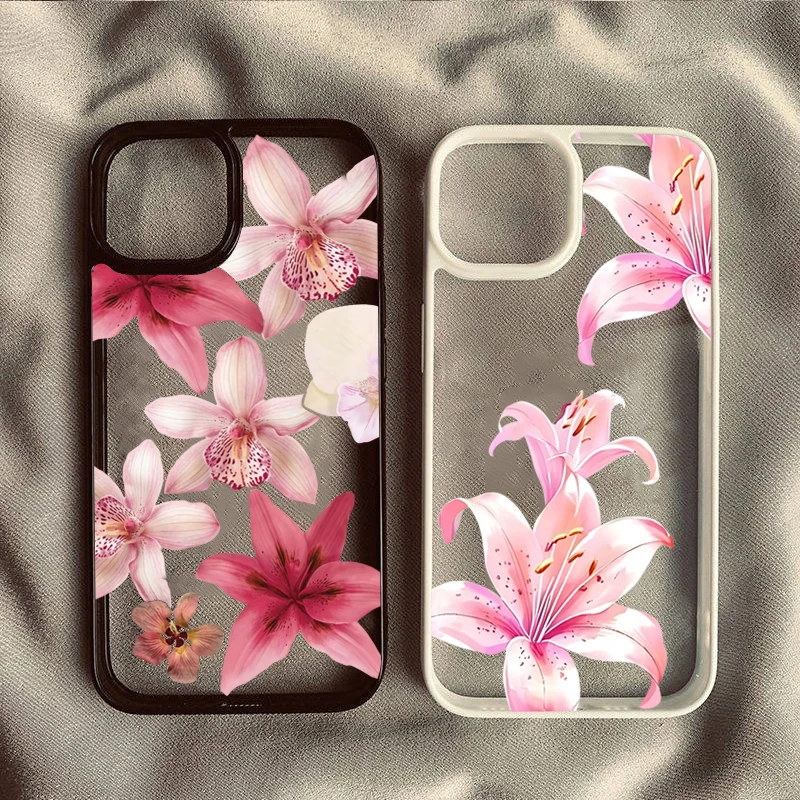 Pink Lily Orchid Floral Phone Case for Redmi Note 14 13 12 9 10 11 Pro Plus 5G Redmi 14C 13C 12C 4G Shockproof Protective Cover