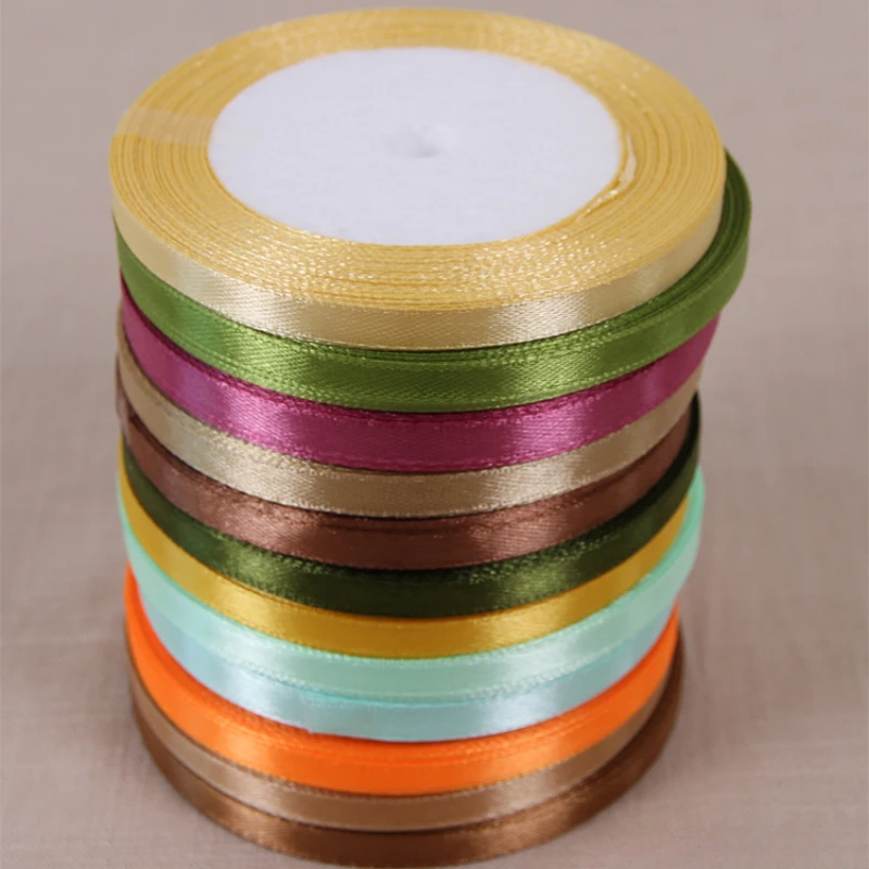 25yards/roll 6mm Satin Ribbon DIY Handmade Crafts Fabric Christmas Halloween Wedding Party Gift Box Flower Cake Decoration Tape