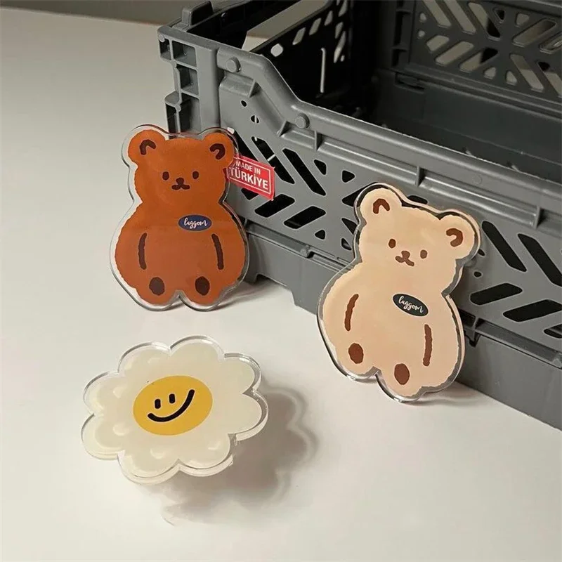 Korea Cute Funny Bear Sunflower Bracket Phone Grip Tok Cartoon Griptok Holder Ring for IPhone 14 Accessories Phone Stand Holder