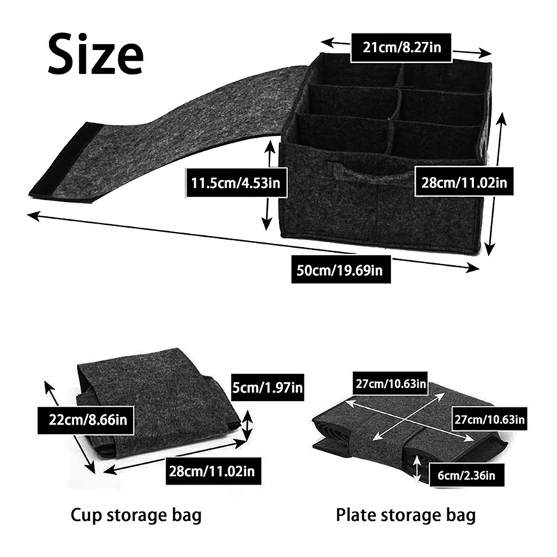 Motorhome Suporte para Placa para Camping, Conjunto de 4, Feltro Cup Holder, Camping, Cinza Escuro