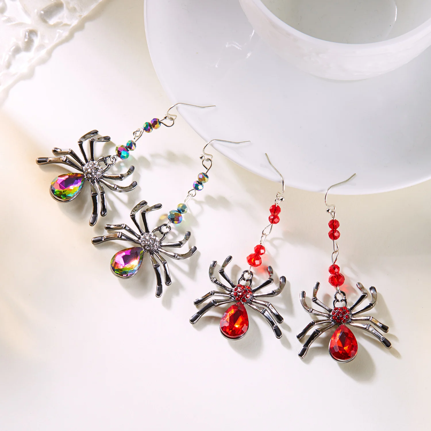Trendige Halloween Lustige Kürbis-Ohrhänger für Frauen Asymmetrische Totenkopf-Skelett-Ohrhänger Party-Schmuck Geschenke 2025 – Detail 30