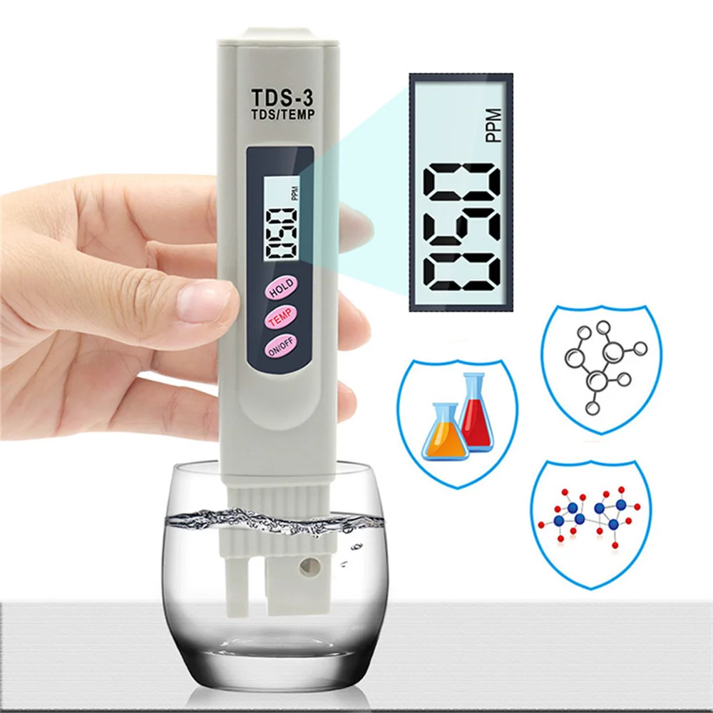 TDS-3 Portable Pen Digital Water Meter Filter Measuring Water Quality Purity Monitor PH TDS Temperature Sensor Tester Meter