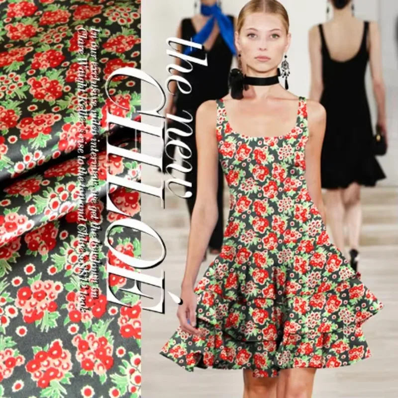 

114 см ширина 16,5 мм цветочный принт шелковое атласное платье Cheongsam одежда рубашка ткань Diy швейный материал R1648