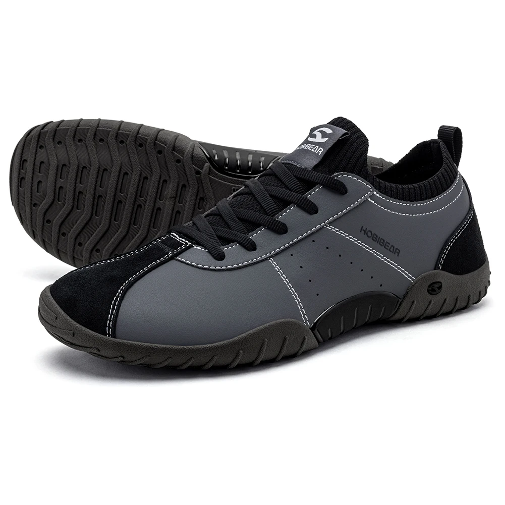 HOBIBEAR Sneaker mit breiter Zehenbox für Herren und Damen, minimalistische Wanderschuhe aus Kunstleder, leichte Schnür-Freizeitsneaker – Detail 6