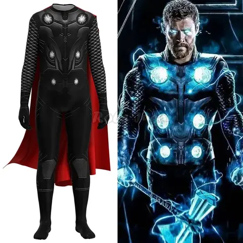 Halloween Cosplay Costume Movie Super Hero Endgame s Men Superhero Party Dress Up Odin Son Thor Jumpsuit Adult Premium COS