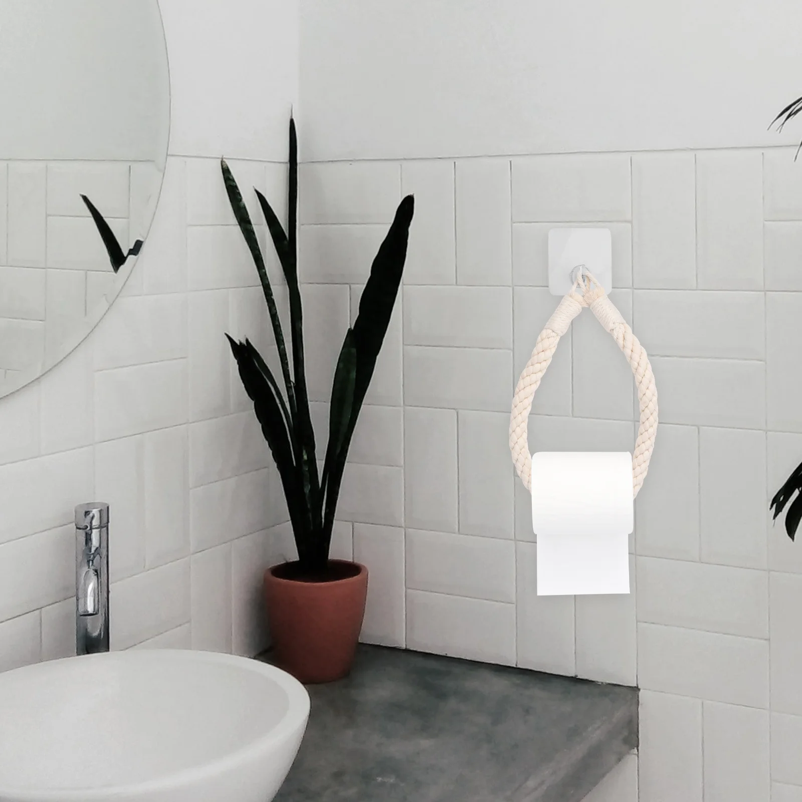 

Держатель для туалетной бумаги, пеньковая веревка, прочная стойка для рулонной бумаги, без металлических аксессуаров, подвесной держатель для салфеток, хранение в ванной комнате