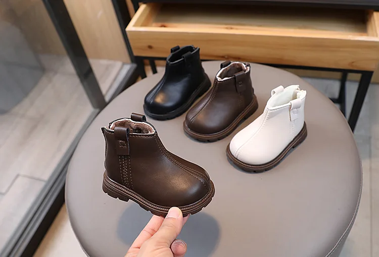 2026 Kinder Kurzstiefel Modische Jungen Schuhe Herbst Winter Leder Kinderstiefel Rutschfeste Kleinkind Mädchen Stiefel Kleinkind Schneeschuhe – Detail 3