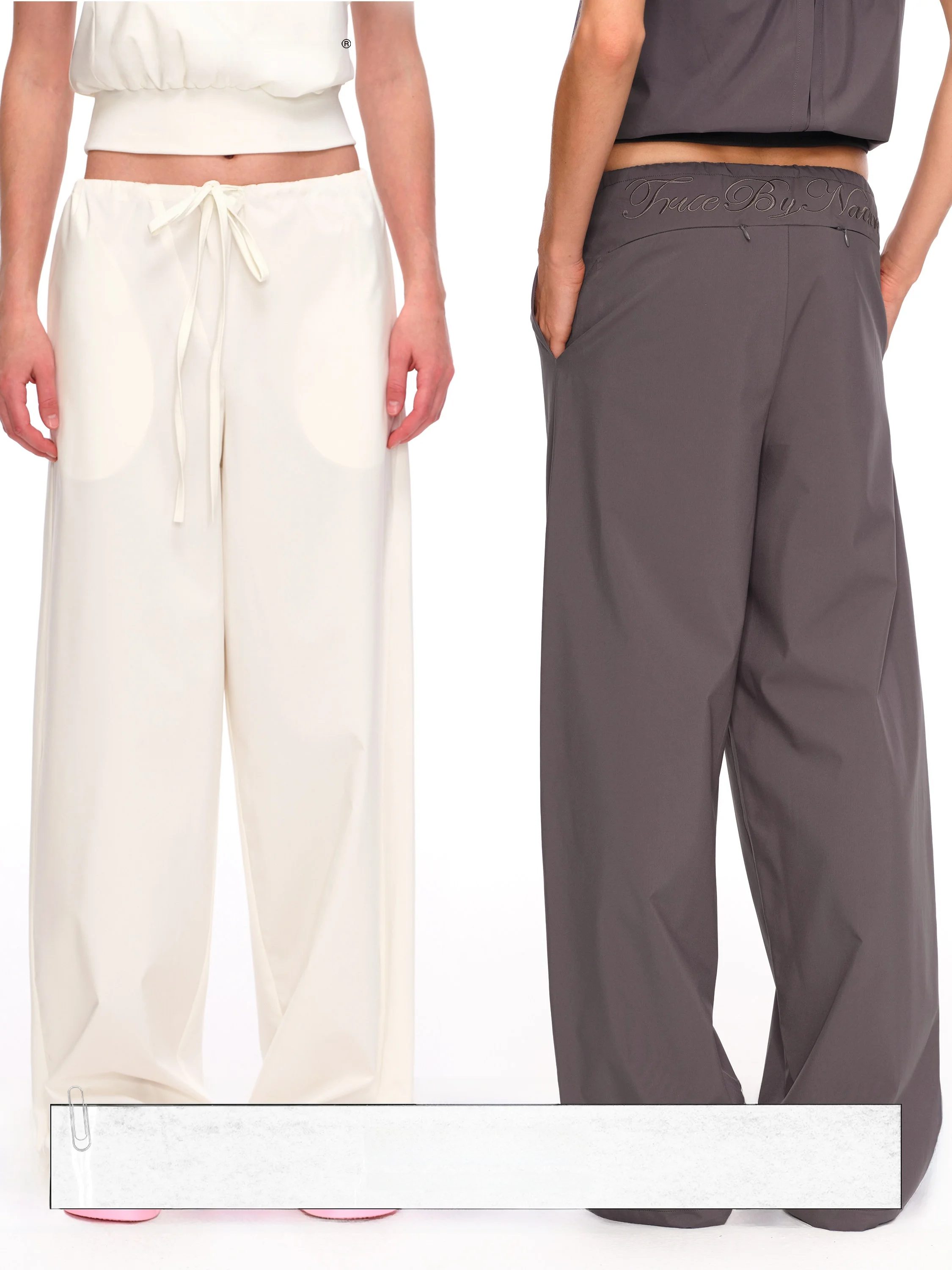 

Брюки True by Nature в винтажном стиле с вышивкой, на завязках, свободного кроя, с широкими штанинами, повседневные, из полиэстера, прямые, с завышенной талией