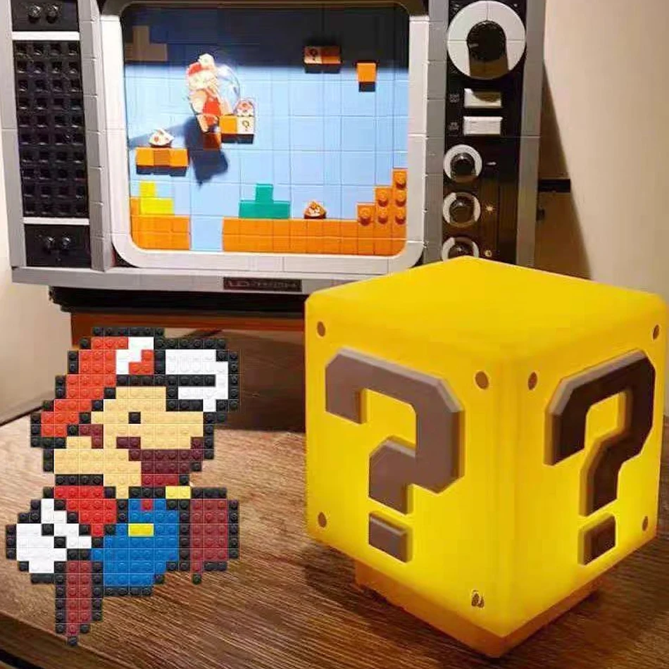 USB Charging LED Question Mark Night Light Super Mario Bros Games Children Night Light Bedroom Table Lamp Kids Birthday Gifts