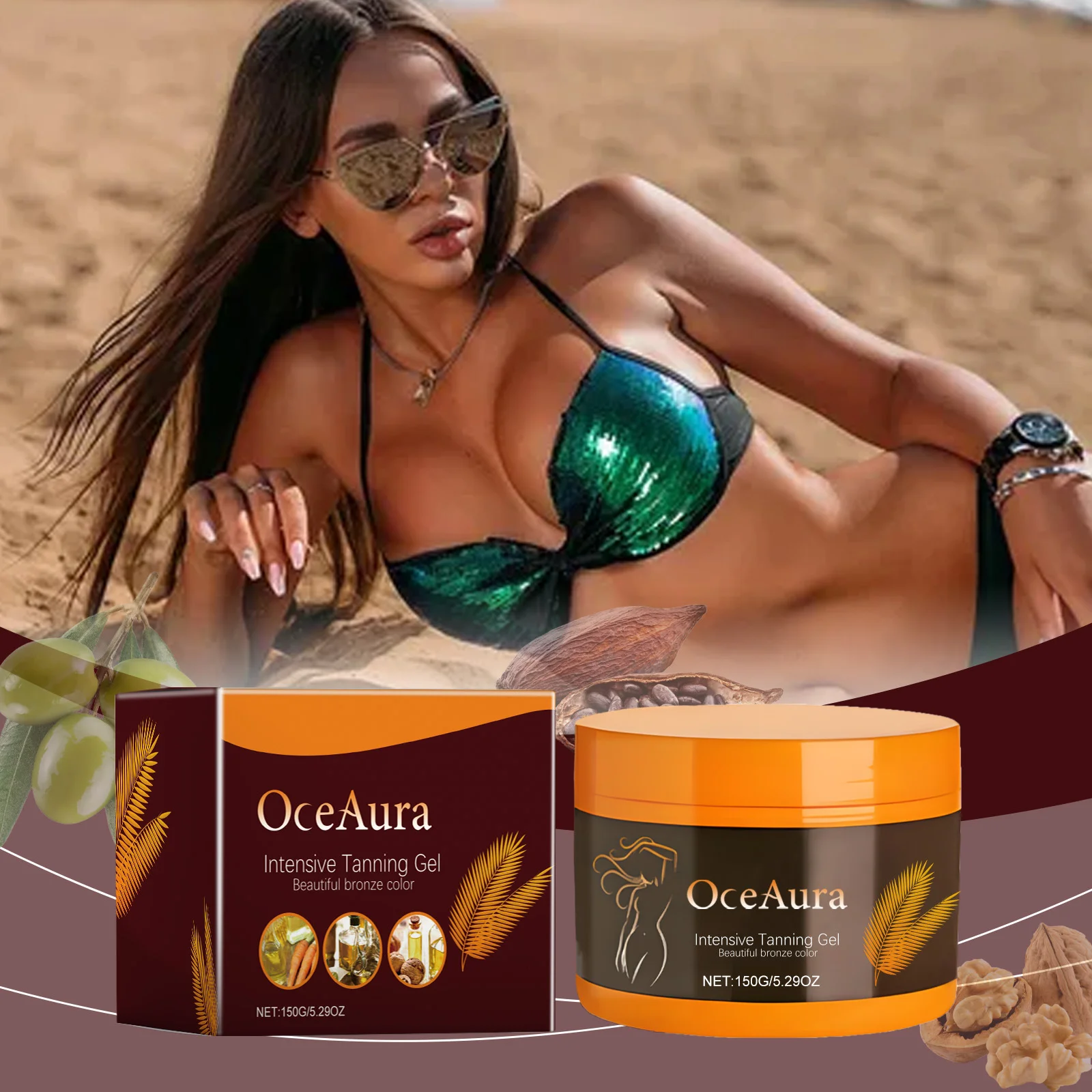 Gel abbronzante per il corpo duraturo abbronzante naturale brillante radiazioni della pelle marrone proteggere nutriente crema acceleratore abbronzante senza sole 150g