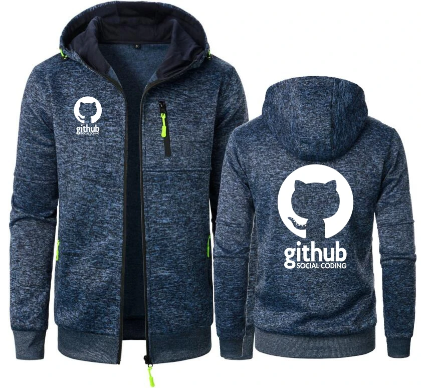 Programmer Github Social Coding Tide Jacquard Jackets Hoodies Coats Git Hub Men Zip Jacket Hooded Sweatshirt Streetwear 55GHH