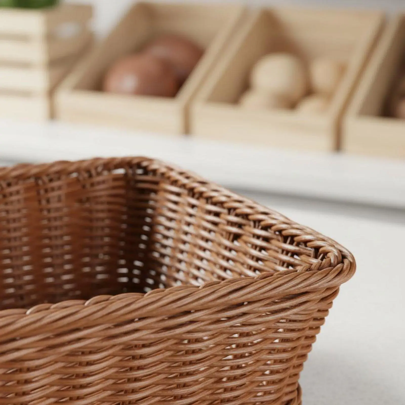 Woven Fruit Basket Handcrafted Organizer Basket Large Capacity Toy Basket for Home Supermarket Storage