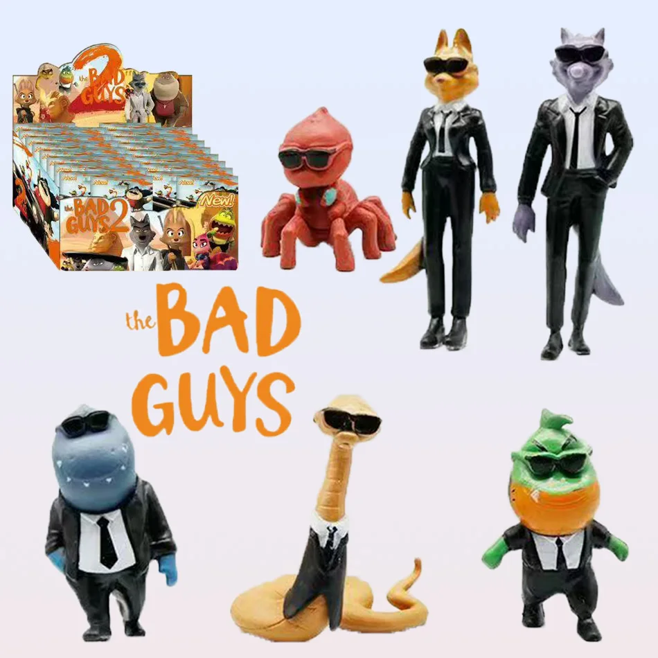 24개 세트 영화 나쁜 괴물들 액션 피규어 키체인 장난감 귀여운 늑대 피라냐 뱀 상어 타란툴라 애니메이션 인형 PVC 동물 장난감 선물