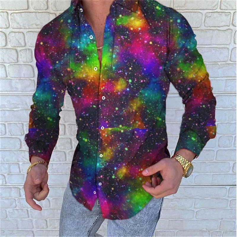 Shirt Long Sleeve T-Shirt Tops Men\'s Casual Floral Color Gold Spring Summer Soft Comfortable HD Printing 2023 New Hot Sale