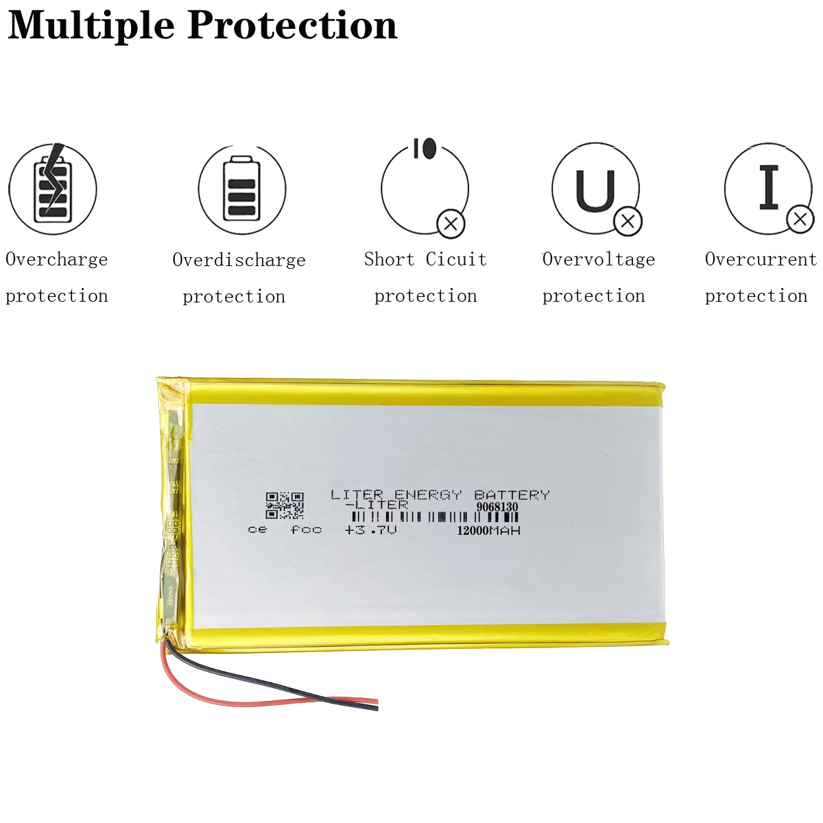 3.7V, 12000mAh 9068130 9070130 Polymer Lithium Ion Li-ion Battery Liter Energy for Smart Watch, GPS Cell Phone, Speaker
