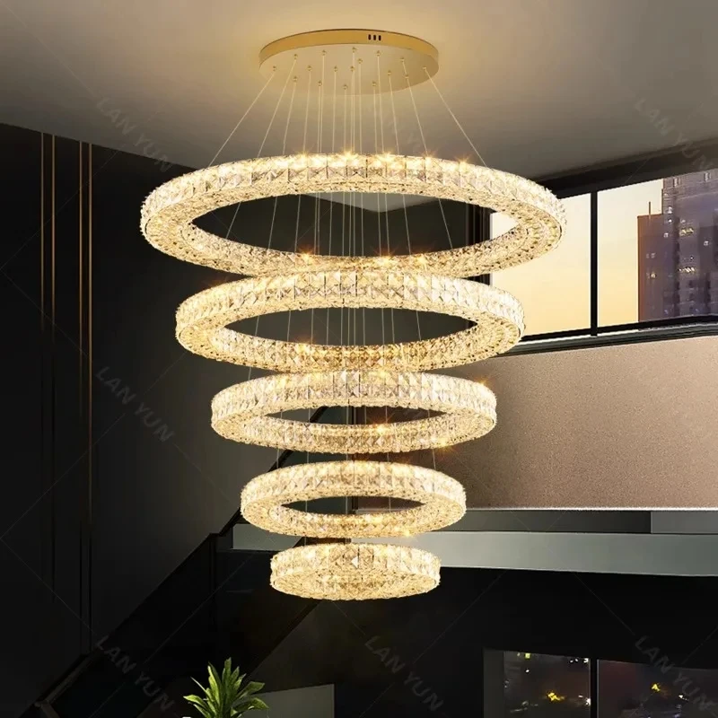 

Modern Home Decoration Crystal Chandelier, Stair Pendant Lamp, Living Room Pendant Lights, Interior Lighting