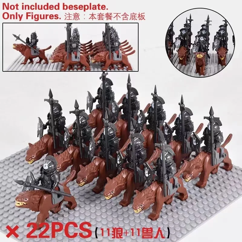 Figuras de Bloques de Construcción de Guerreros Duendes y Orcos del Ejército Élfico Medieval, El Señor de los Anillos, Mini Regalo Ensamblado para Niños