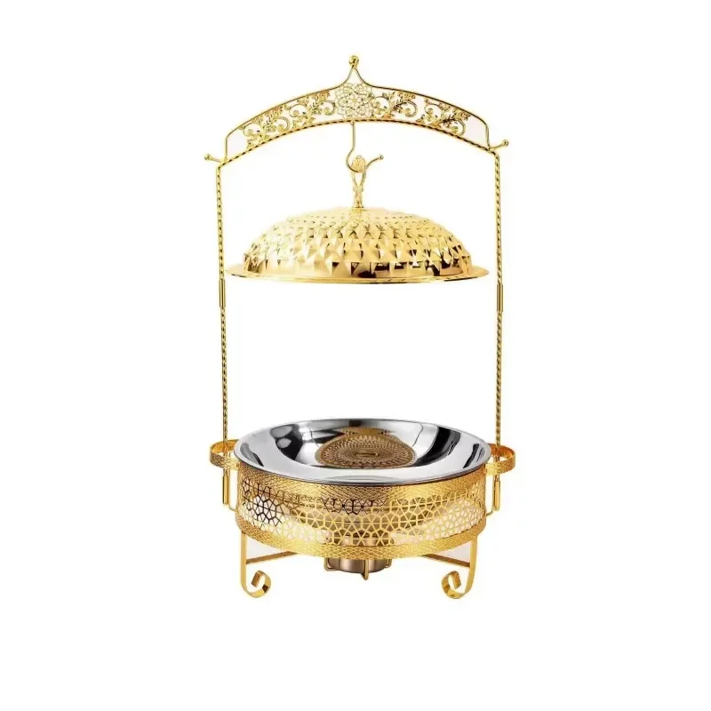 Luxury Silver Plated Buffet Serving Tray Set for Hotel Restaurant Banquet Catering Equipment Durable Metal Food Display Stand