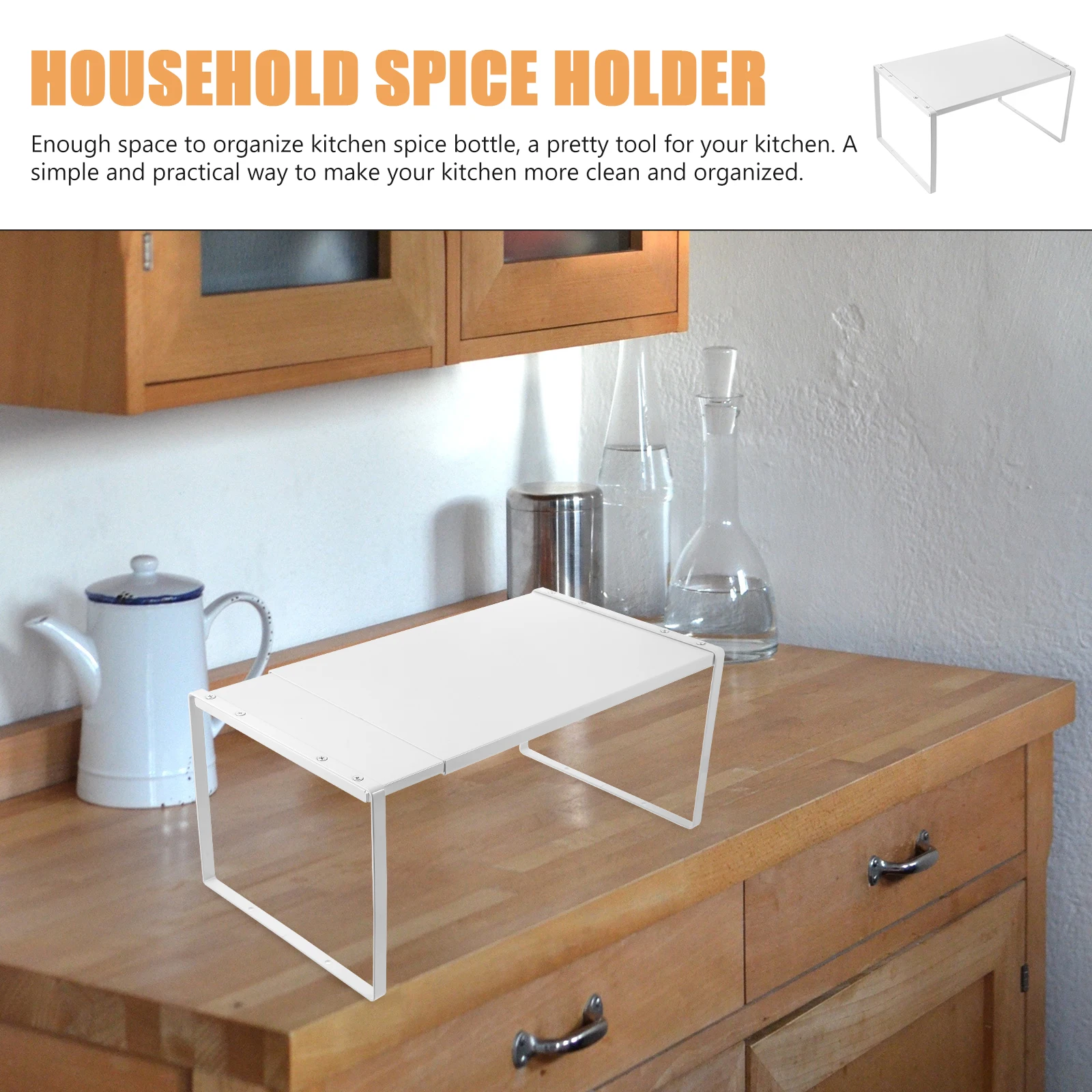 

Adjustable Iron Spice Rack Organizer Household Storage Stand Wear-Resistant Multi-Function Countertop Rack Metal