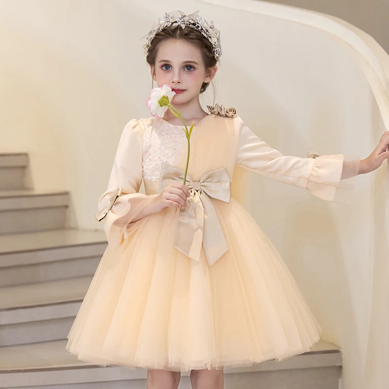 

Girl's dress, light luxury, niche high-end, children's birthday princess dress, host, little girl piano performance costume