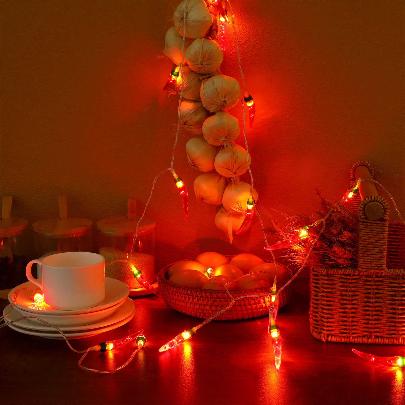 

Chili Lights 20 Leds Red String Operated Waterproof Fairy Light for Patio Fence Deck Decor Indoor Outdoor Pepper String