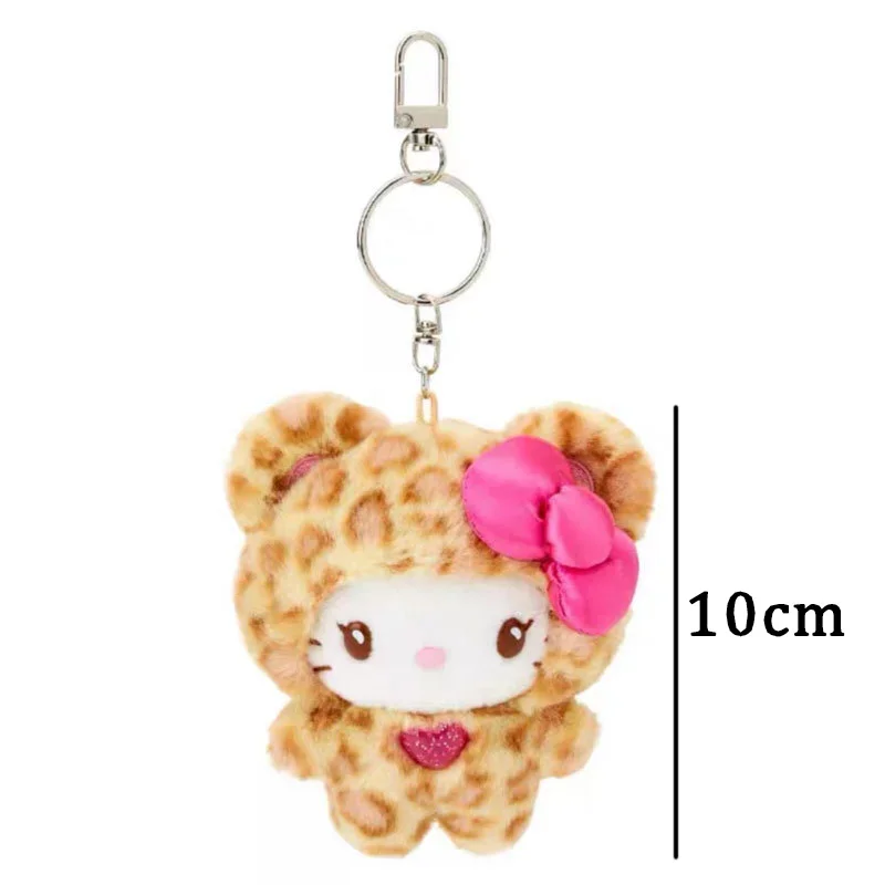 Sanrio Hello Kitty Kuromi Leopard Print Bear Series Pluszowa lalka Breloczek do kluczy Plecak z kreskówek Pluszowy wisiorek Zabawki Prezenty dla dzieci