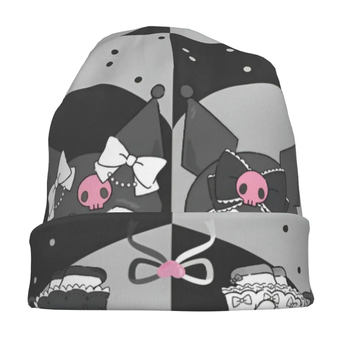 Kuromi جميل الكرتون بونيه القبعات أزياء الشارع Skullies Beanies القبعات للرجال النساء قبعات دافئة ذات الاستخدام المزدوج