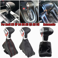 LHD Car PU Leather Chrome GEAR Shift Knob Shift Knobs For Audi A3 8P A4 B8 A5 Q5 A6 C6 Auto Automatic