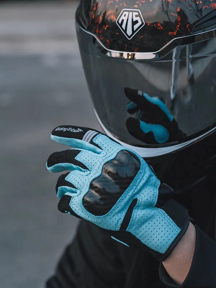 

MCS-67 Summer Motorcycle Riding Gloves Genuine Leather Breathable Mesh Carbon Fiber Knuckle Guard Touchscreen Design Guantes