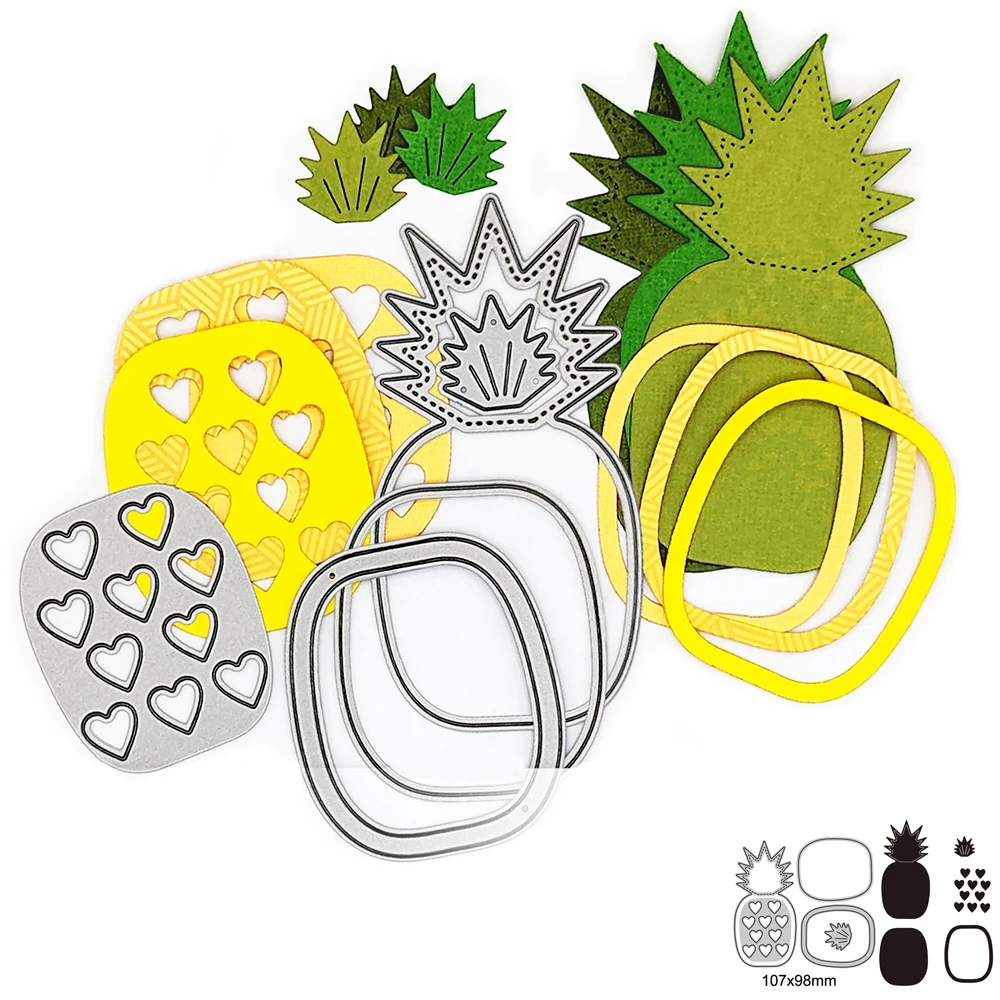 Pineapple Yummy Fruit Heart Shakers Metal Cutting Dies For DIY Scrapbooking Paper Cards Embossed Decorative Craft Diecut New