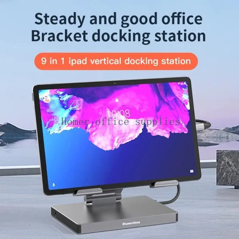 

K43B Aluminum Type C Hub / 9 in 1 Connection Ports Fast Data Transfer Multi Functional Docking Station Laptop Stands