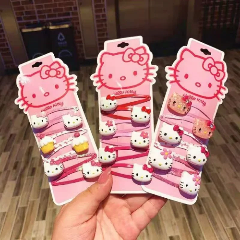 Kawaii Sanrioed Pink do włosów Pink HelloKittys japońskie i koreańska dziewczyna serce spinka dziewczyna BB spinka grzywka klips biżuteria prezent